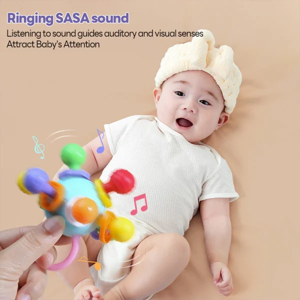 Manhattan Handball Food Grade Silicone Baby Teether Catching Skills Shake Sound