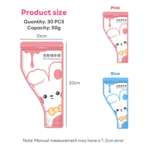 my-11134207-820l7-mf0rzu3n48p633.webp 30pcs Disposable Baby Milk Powder Storage Bag Formula Plastic Leakproof BPA Free