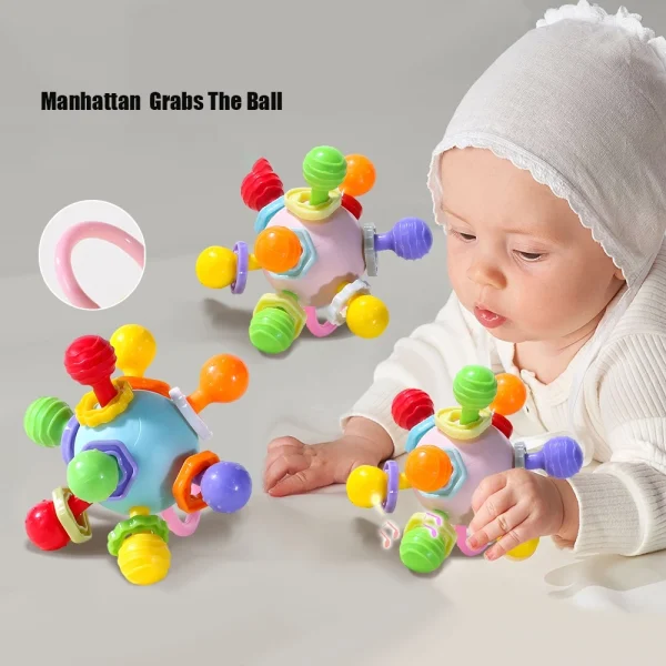 Manhattan Handball Food Grade Silicone Baby Teether Catching Skills Shake Sound