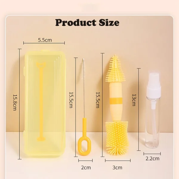 Random 6 in 1 Baby Bottle Brush Set Multifunctional Wash Cup Lid Groove Straw Cleaning